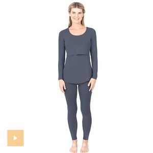 Kindred Bravely Jane Nursing Pajama Set Medium in Slate Blue